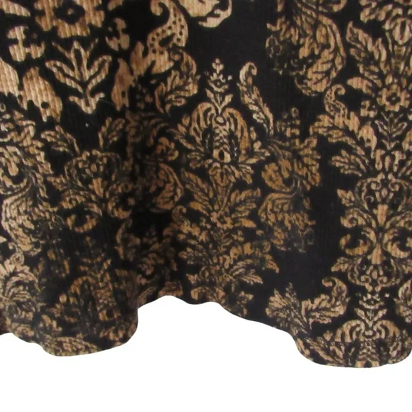 Jones New York Sport Black Brown Ribbed Henley Top Large Floral Y2K Victorian - Picture 5 of 8